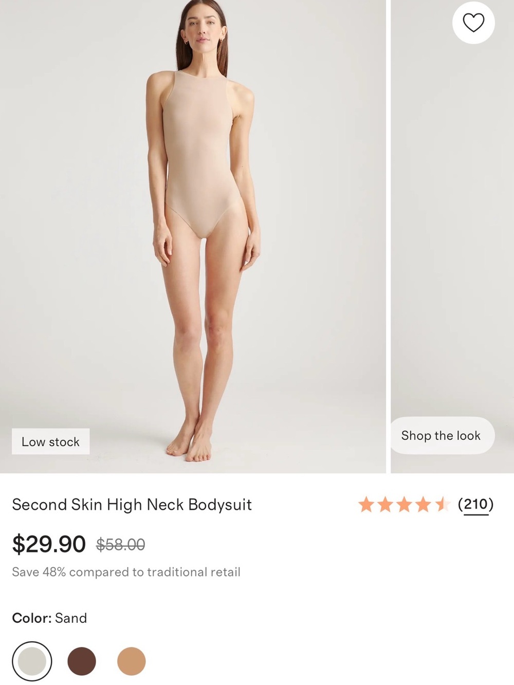 Quince Second Skin High Neck Bodysuit — Sand